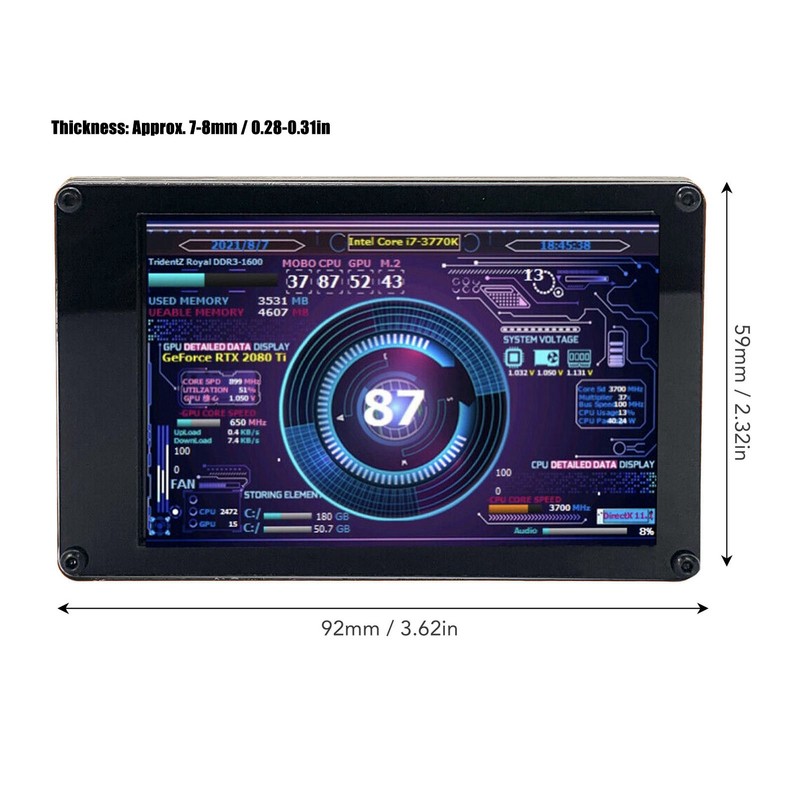 3.5in Computer Temp Monitor USB Mini Screen for AIDA64 PC