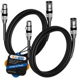 XLR to XLR Cable (6 Feet, 2 Pack) Multiple Premium XLR Microphone Cables, Heavy Duty 22AWG OFC XLR Male to Female Cord, 3-Pin Shielded Mic Speaker Cable, Zinc Alloy Connectors, Metal Spring SR, Black