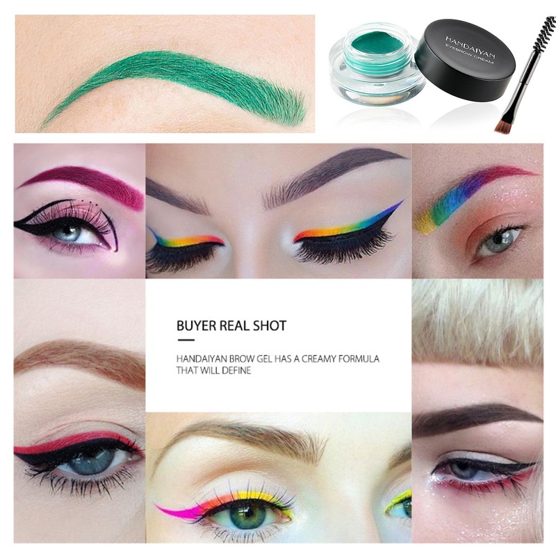 Green Eyebrow Gel, Brow Pomade, Brow Dye with Brush, Christmas