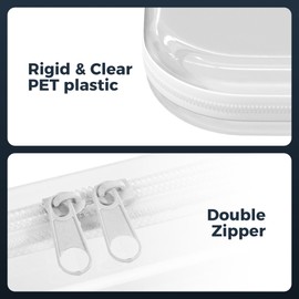 Extra Durable Mini Clear Hard Shell Zipper Case 6 Pack, 2x 12" Large, 2x 8" Medium, 2x 5" Small, Clear Travel Makeup Case, Hard Plastic Toiletry & Cosmetic Bag, Zippered Make Up Organizer Pouch