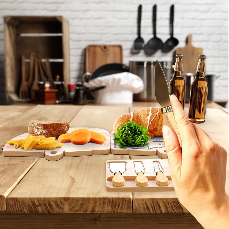 Foldable Bamboo Charcuterie Board Set - Unique Cheese Cutting Board