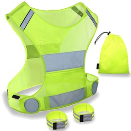 Reflective Vest with Arm Bands Running Gear Ultralight Mesh Safety Vest for Running Cycling Dog Walking Motorcycling Jogging