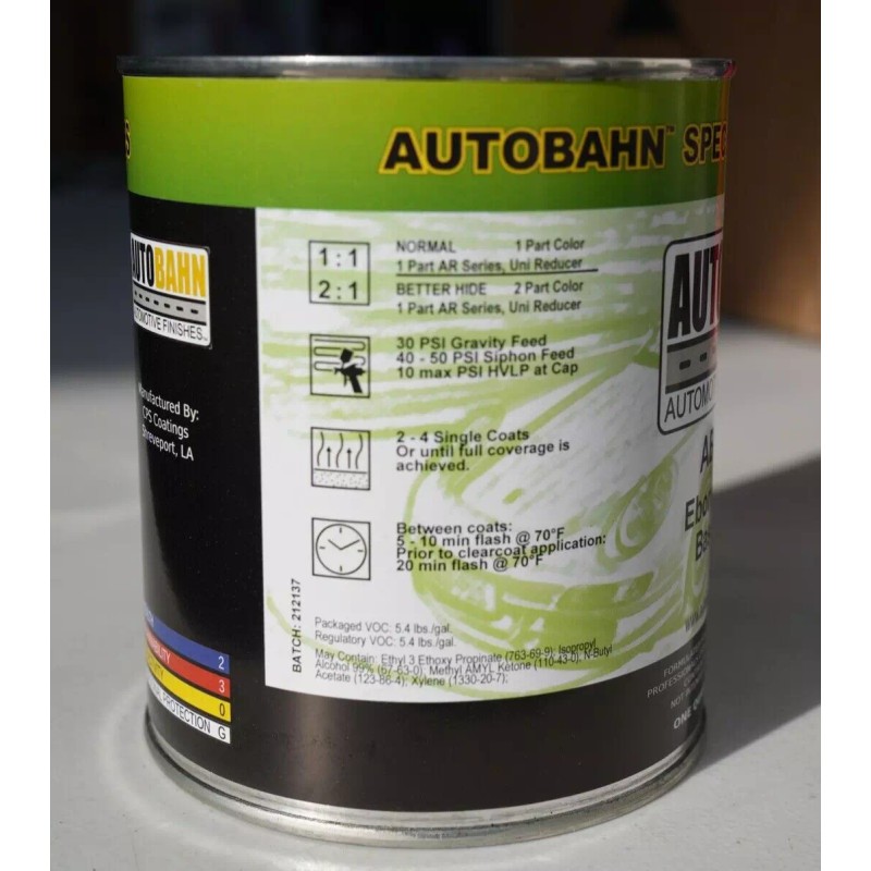 Autobahn Ebony Black Base Coat AB-955 Quart Size Auto Paint
