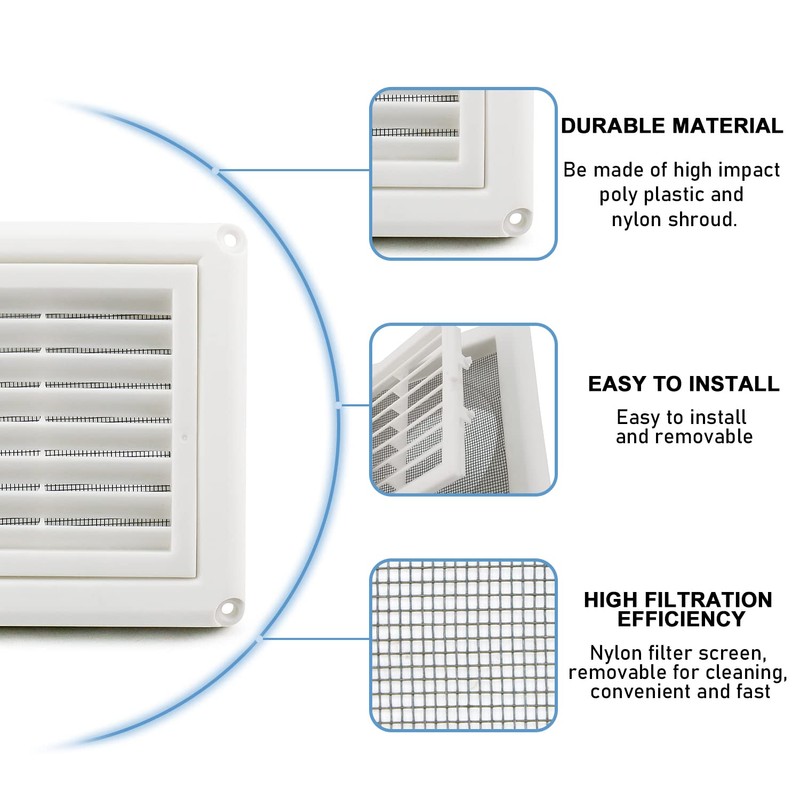 Cenipar 4" Louvered Vent Cover Dryer Exhaust Air Vent Cover