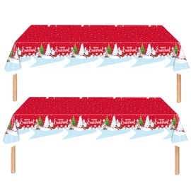 2Pcs 137*274cm Christmas Disposable Tablecloth Decorations for Christmas,Disposable Party Table Cloth Party Table Covers Dining Tablecover for Indoor or Outdoor Birthday Hero,Christmas Picnic Party