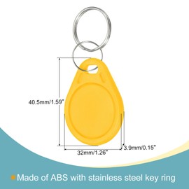 sourcing map RFID Key Fob UID 13.56MHz IC Card Contactless Smart Token Yellow Pack of 20