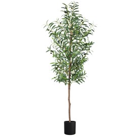 Artificial Olive Tree 5FT Tall Faux Silk Plant 60inch Fake Olive Tree with Trunk and Lifelike Fruits for Home Office Decor Indoor 1pack