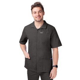 Sivvan Scrubs for Men - Zippered Short Sleeve Jacket - S8308 - Charcoal - XS