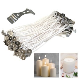 Candle Wicks for Candle Making | Low Smoke and Natural 6" Pre-Waxed & 100% Natural Cotton Core | Candle DIY with Centering Device 120 Pieces