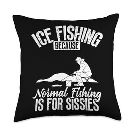 Ice Fishing Accessories for Men Fisherman Fisherman Fisher Ice Fishing Rod and Reel Combo Throw Pillow, 18x18, Multicolor
