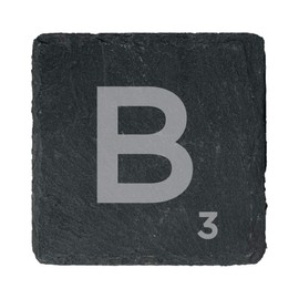 eBuyGB Scrabble Drinks Coasters, Square Slate Coaster, Individual Alphabet Letters, Scrabble Tiles with Score Marks - Personalise Your Own Scrabble Words (B)