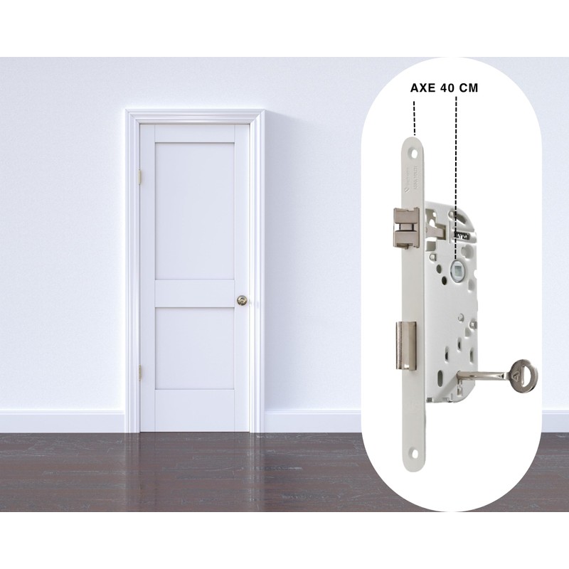 Vachette Mortice Lock with Key Axle 40mm Trunk 135mm NF