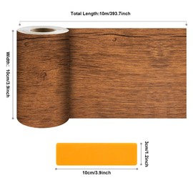 JUNART Wood Grain Repair Tape(10cm×1000cm), Self-Adhesive Waterproof Realistic Textured Repair Duct Tape for Tables, Baseboards, Doors, Windows, and Floors with Plastic Scraper(Begonia Wood)
