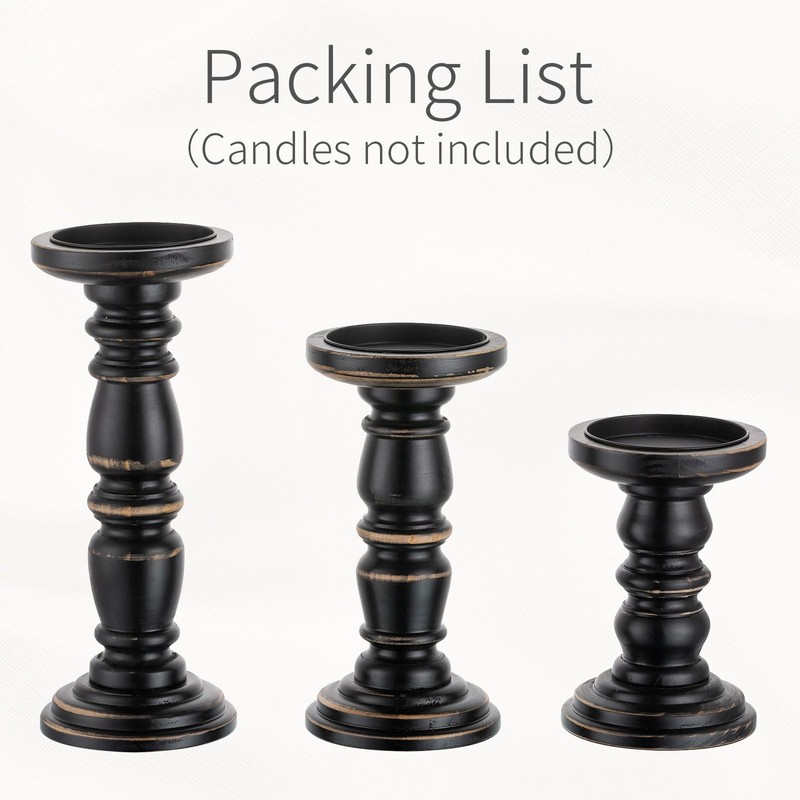 Inweder Wood Candle Holders for Pillar Candles, Solid Farmhouse Candle