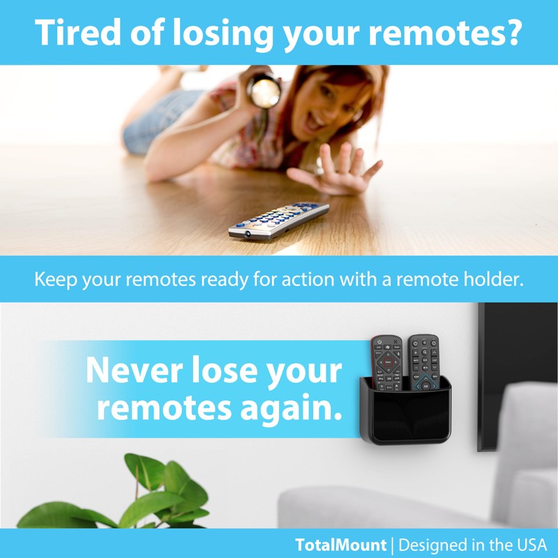 TotalMount Universal Remote Control Holders (Quantity 2 - Two Remotes