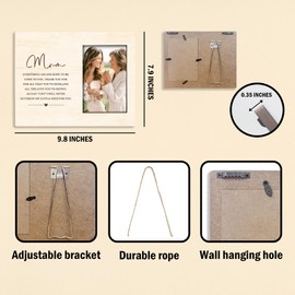 Wooden Picture Frame - Words To Mom - With Back Metal Support,Birthday Gifts For Mom Mother From Daughter Son,Mother’Day Gifts,Home Office Farmhouse Shelf Table Desk Decoration And Accessories-A08