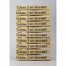 Webermann Set of 10 Wooden Pegs – Clothes Pegs with Text "Schön, DASS Ihr da wart" – High-Quality Decorative Wooden Pegs – Ideal as Photo Pegs, Table Decoration, Napkin Holder