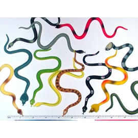 Rhode Island Novelty 6 Inch Rain Forest Rubber Snakes Set of 12