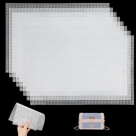 KineticKraft 8 Pieces 7 Count Plastic Mesh Canvas Sheets, 20 x 30 cm Flexible Mesh Sheets, Plastic Needlepoint Canvas, Plastic Mesh Sheet, Eye Mesh for Embroidery Crafts DIY Knit Crochet Projects