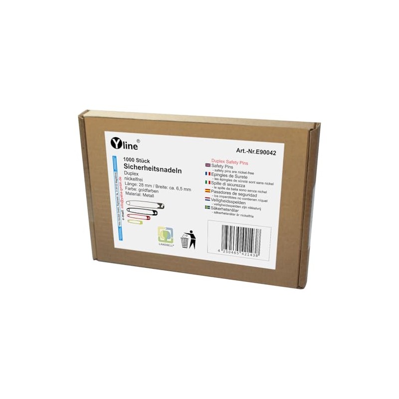 E90042 Pack of 1000 Safety Pins Small Gold Approx. 28