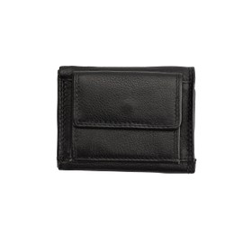 JOSYBAG BATZEN Black Leather Wallet - 3 Credit Card Slots Wallet Credit Midibörse Wickelbörse MPC9 Mini Wallet