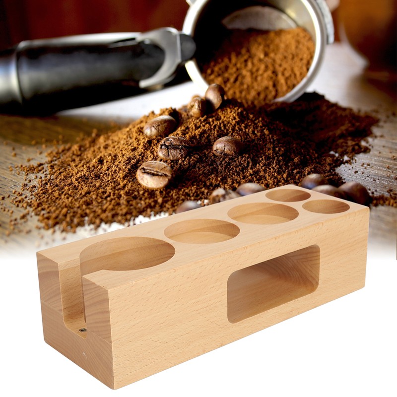 Coffee Tamper Base Multifunction Beech Coffee Distributor Tamping Station Accessories