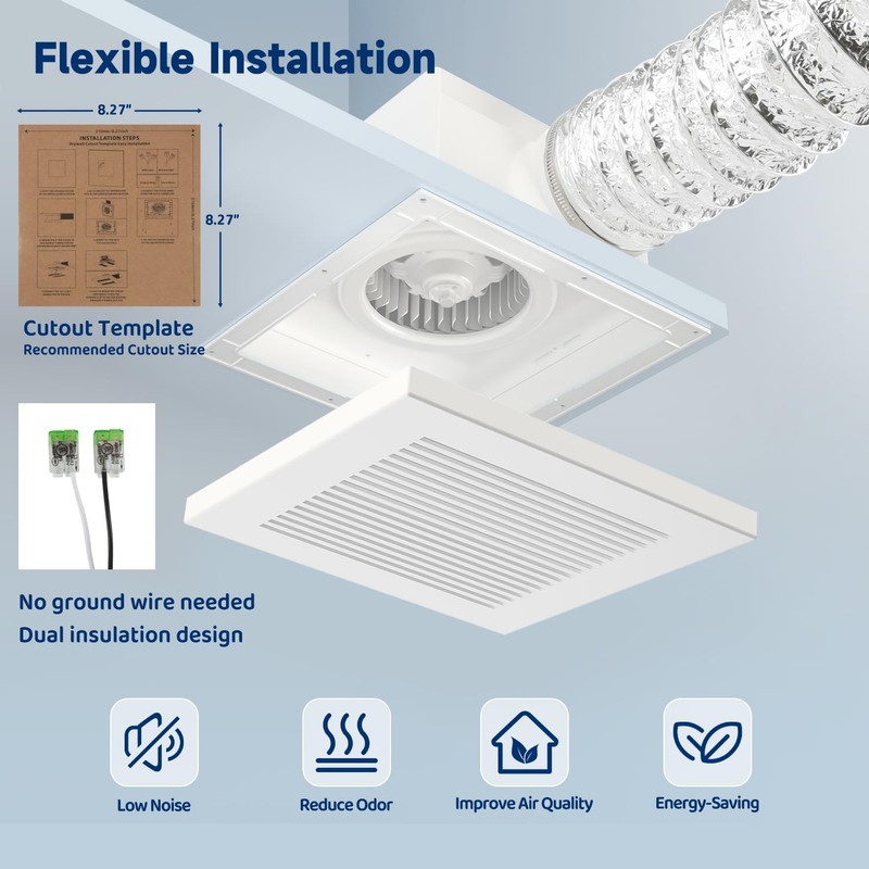 VntSmt Bathroom Ceiling Exhaust Fan, 100 CFM 1.0 Sones Ultra
