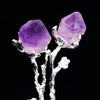 AMOYSTONE Natural Amethyst Flower Tree Wrapped On Geode Agate Base
