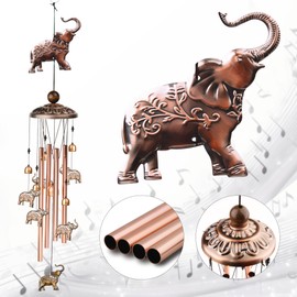 IYARA CRAFT Elephant Wind Chime, Copper Wind Chime, Lucky Elephant Decor Gift, Garden Decor, Yard Décor Outside, Elephant Gifts, Elephant Whisper Wind Chime for Gardens, Charming Elephant Wind Chime.
