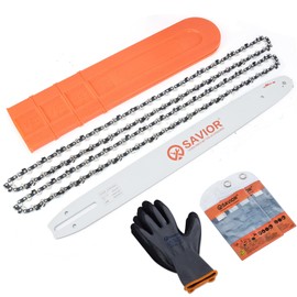 Savior 18 Inch Chainsaw Guide Bar and Chain Combo, 3/8" LP Pitch .050" Gauge 62 Drive Links Replace Oregon 180SDEA041 39272 Guide Bar, Fits Poulan Ego Greenworks Echo Kobalt and More (2 Chains+ 1 Bar)