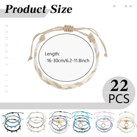 Boho Bracelets for Women Stacking Bracelet Women Bracelet Femme Braided Bracelet Strings Bracelet Cheville Femme Friendship Bracelet String Beaded Anklets for Women 22pcs Rope bracelet stack