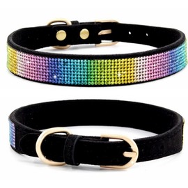 Comfortable Suede Fiber Crystal Dog Collar Glitter Rhinestone Dog Collars Zinc Alloy Buckle Collars for Small Dogs Cats XXS~XXL, 1 Piece, Black 2 / 편안한 스웨이드 섬유 크리스탈 개 목걸이 반짝이 라인 석 개 목걸이 작은 개 고양이를위한 아연 합금 버클 목걸이 XXS ~ XXL, 1개, 블랙2