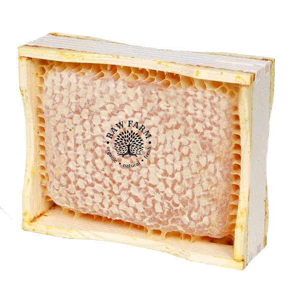 300 g Organic Raw Spring Blossom Honeycomb in Wood Frame, Directly from the bee hive (300)