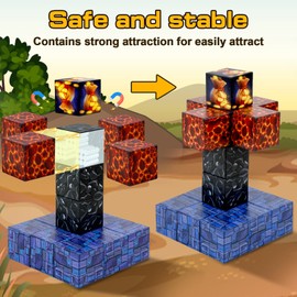 Hazms 128Pcs Magnetic Blocks - Creative Magnetic Building Blocks for Toddler, Educational Magnetic Cubes Toys, Sensory Kid Building Toys for Boys Girls 3-8 Years Old, Kids Christmas Birthday Gifts