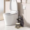 Black Bear Toilet Brush Holder - Resin Cub Covering Nose,