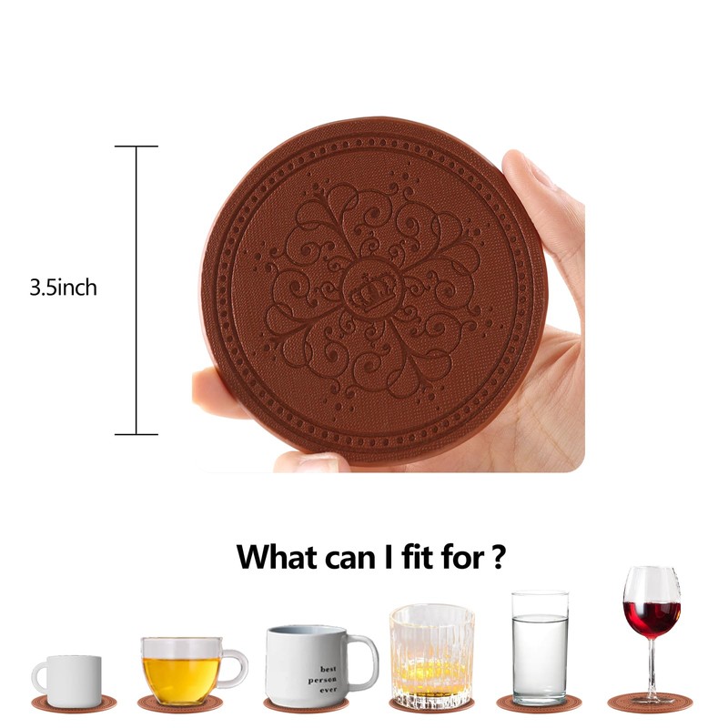 LISRSC Coasters Set of 4 - PU Leather Coasters with