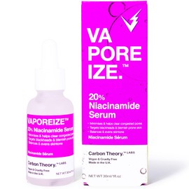 Carbon Theory 20% Niacinamide Serum - Pore Minimizer & Blackhead Remover - Balances & Evens Skin Tone - 1% Zinc Serum - Vegan Acne Treatment - VaPOREize, 30ml