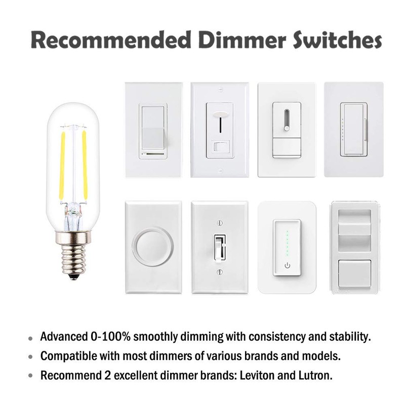 T25/T8 Small Tubular Bulb, 2W Dimmable, 25W Incandescent Equivalent, LED