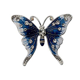 FEELMEM Crystal Rhinestone Butterfly Brooch Pin Blue Color Butterfly Brooches for For Women Girls Wedding/Banquet/Birthday Party (BTF)