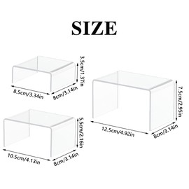 wocpvm 6 Pcs Acrylic Stands for Display Perspex Display Stands Clear Acrylic Display Risers 3 Sizes for Cupcakes, Jewellery Stands, Shops, Stalls, Ornaments, Models etc