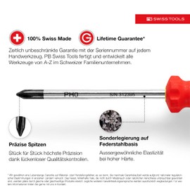 PB Swiss Tools - Set of 4 SwissGrip Screwdriver for Phillips Screws, Model #8242.CBB, Set with Wall Mount, Screwdrivers
