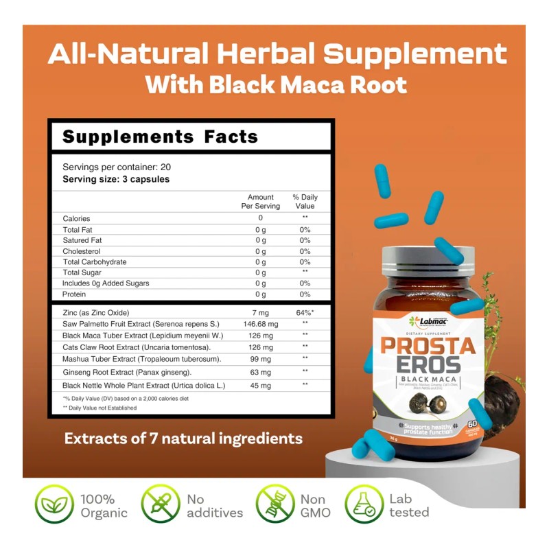 Prosta Eros Suplemento Próstata 60 Cápsulas Naturales