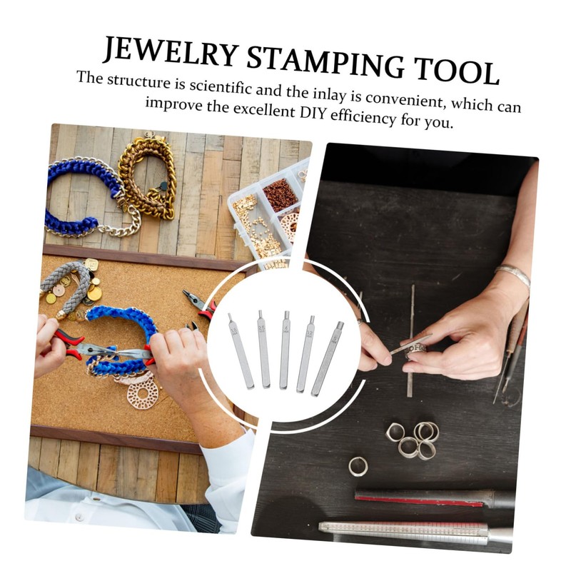 KONTONTY 5pcs Jewelry Stamping Tool Punch Stamps for Jewelry and