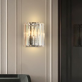 YORKCARE Crystal Wall Sconces Set of Two, Modern Wall Sconce Set of 2 in Chrome Finish, E12 Bases Wall Lamp for Living Room, Bedroom, Bathroom, Hallway, Entryway, Bulbs not Included