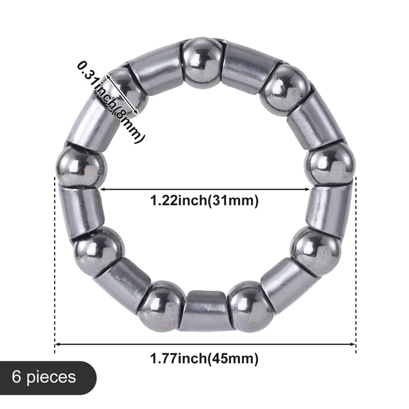 CustomyLife 6pcs 5/16" x 9 Balls Bicycle Crank Bearing Silver