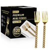 Premium Gold Mini Dessert Forks - 120-Piece with Beaded Handle,
