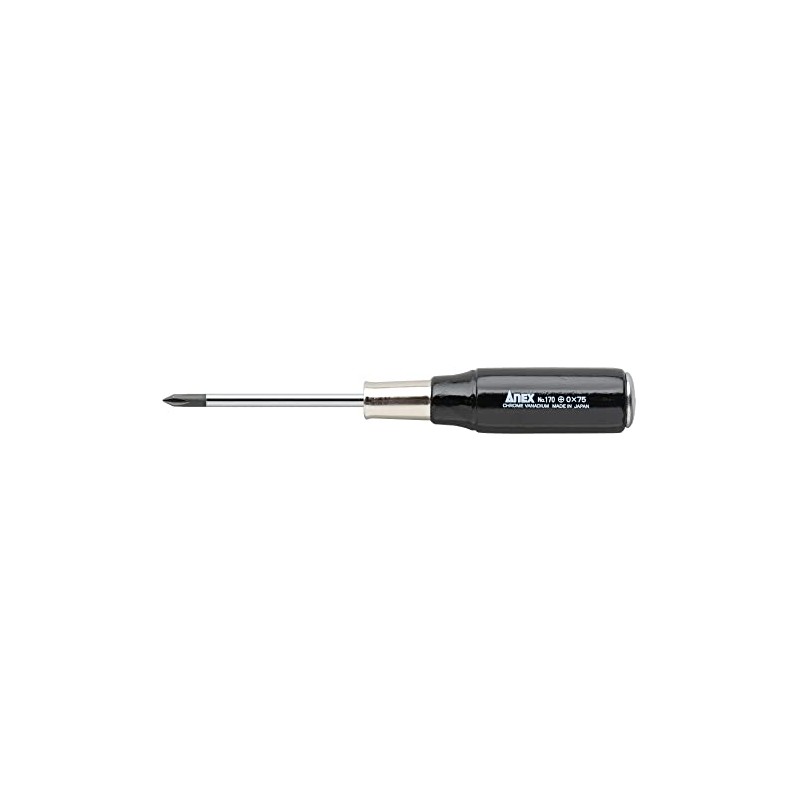 ANEX Screwdriver Penetrating Wooden Handle (Strong) +0 x 75 No.