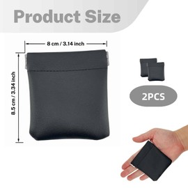 Set of 2 Mini PU Leather Wallet - Key Bag & Coin Case for Men, Compact & Durable - Ideal for Coins, Keys, Headphones - with Snap Closure