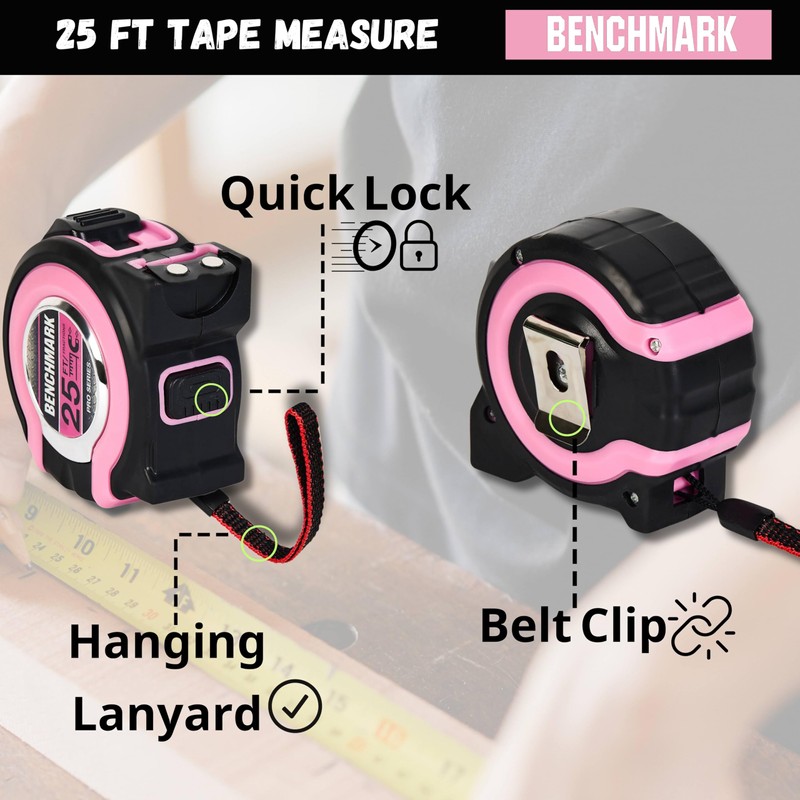Benchmark - Pink - 3 Pack - 25 ft Tape