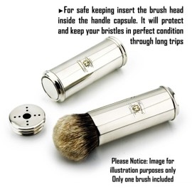 Men's Shave Silver tip Badgher Hair Travel Shaving Brush in Nickel Plated Handle by JAG SHAVE